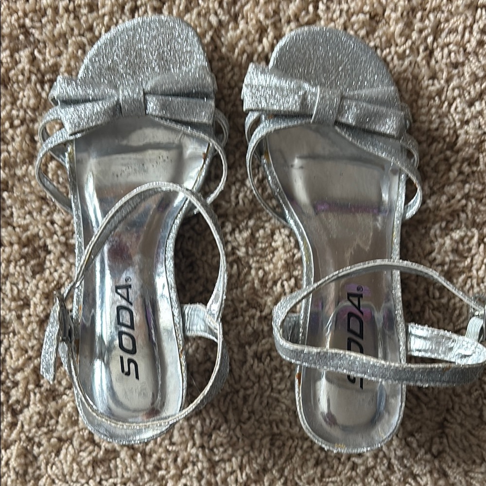 SODA Silver Glitter Sandals